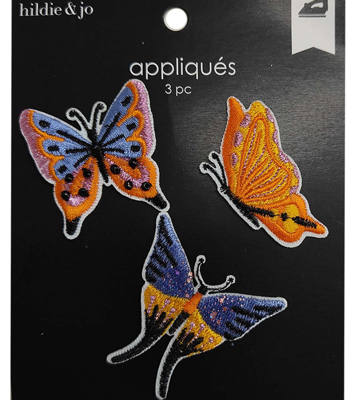 3ct Metallic Butterflies Iron On Patches by hildie & jo