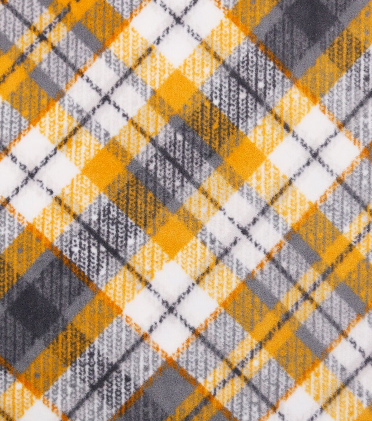 Gold & Gray Bias Plaid Anti Pill Fleece Fabric
