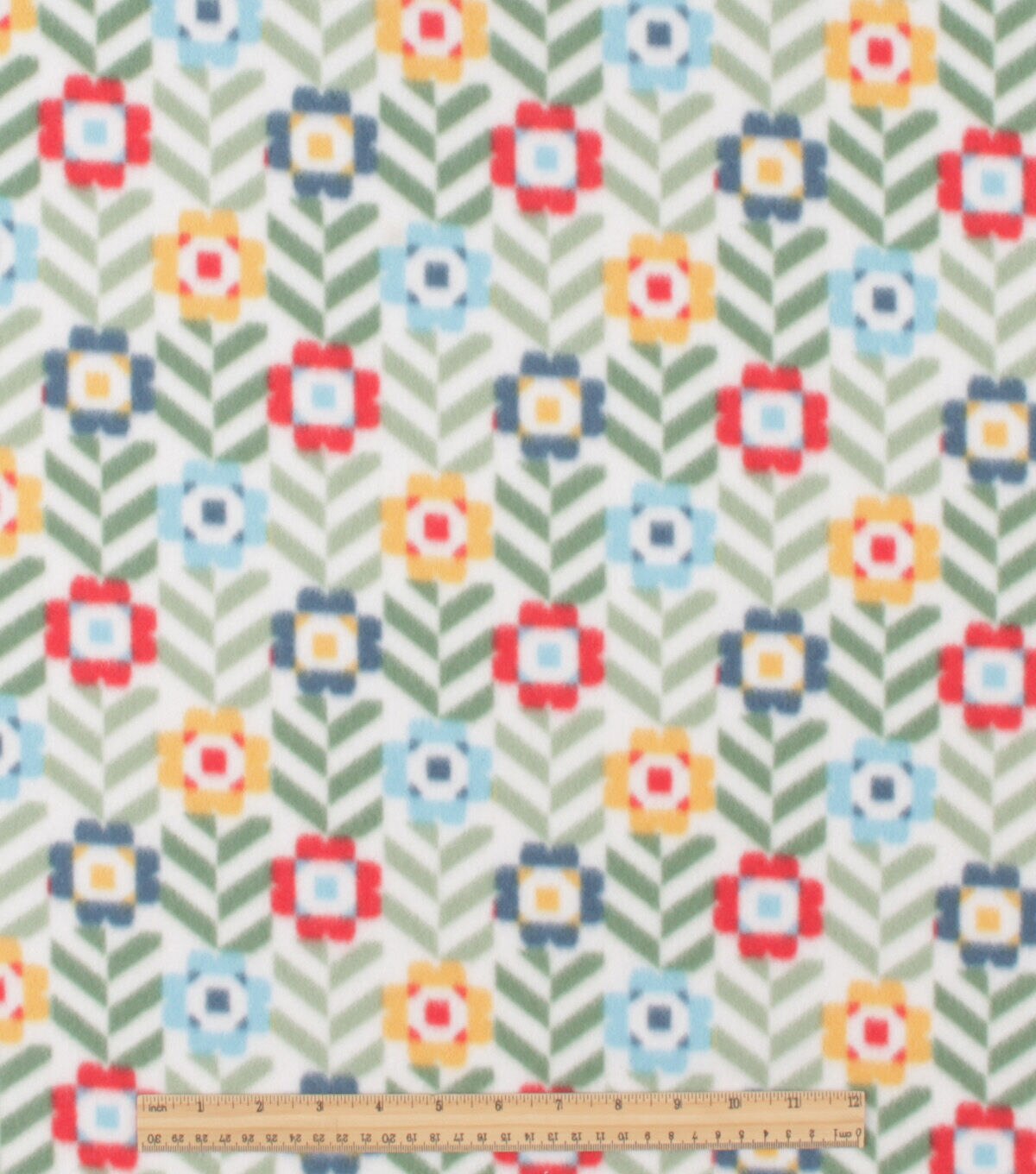 Green Geometric Floral Blizzard Fleece Fabric