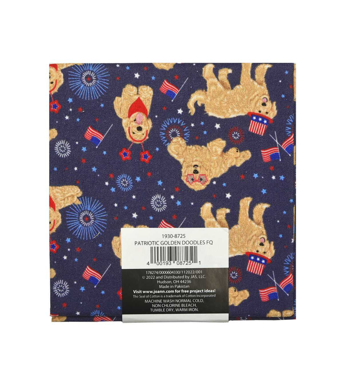 Patriotic Golden Doodles Cotton Fabric Quarter