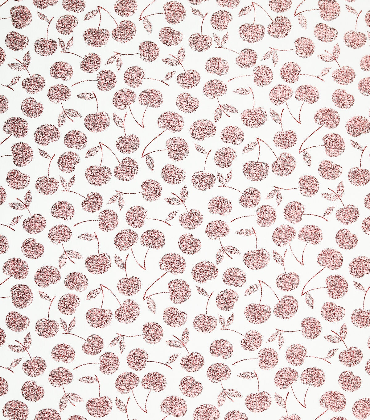 Foil Cherry Toss on White Pure Plush Fleece Fabric