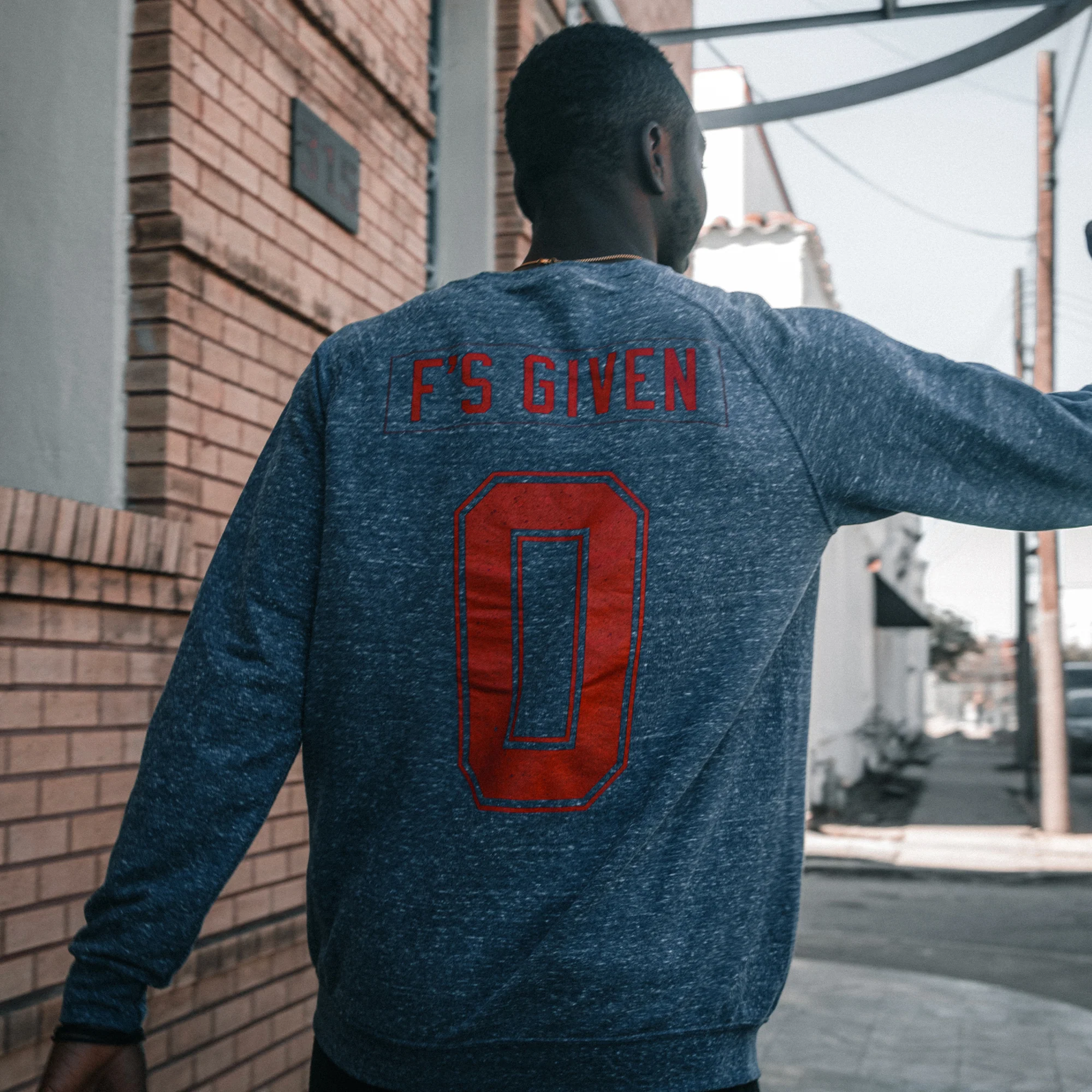 Zero F's Given Terry Crew Sweatshirt - Navy Heather