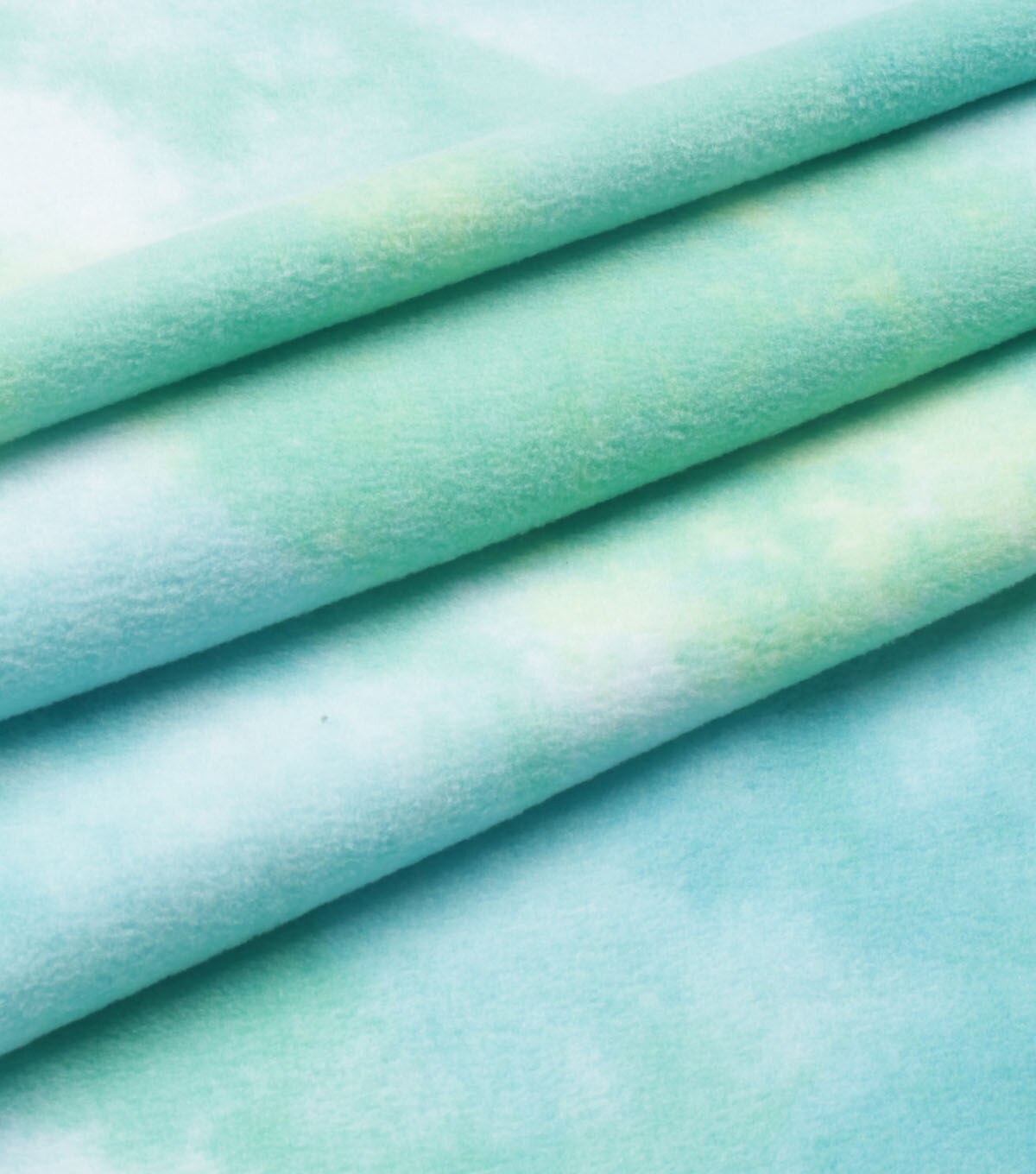 Blue & Green Watercolor Tie Dye Anti Pill Plush Fleece Fabric