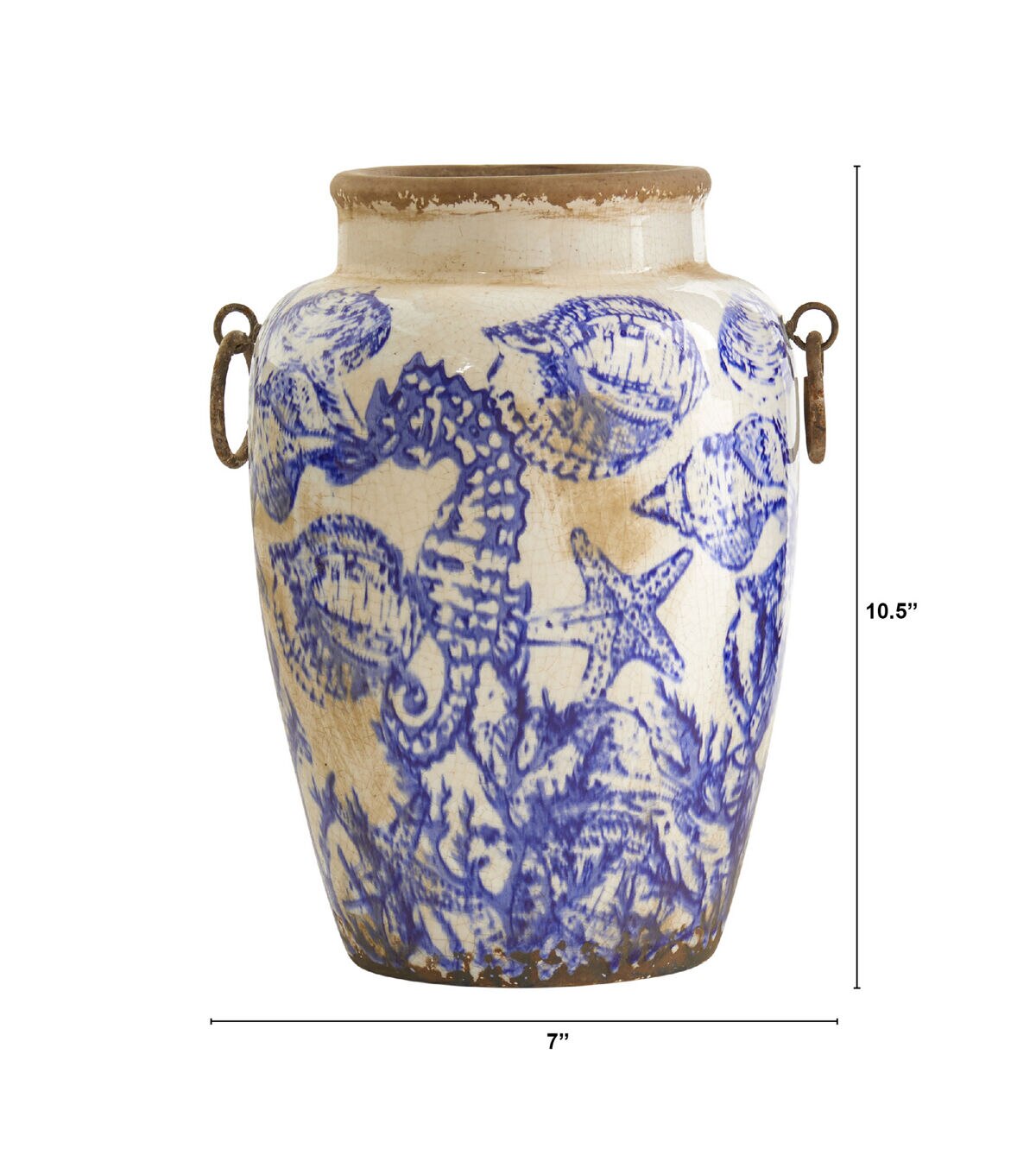 Nearly Natural 10.5 Nautical Ceramic Vase