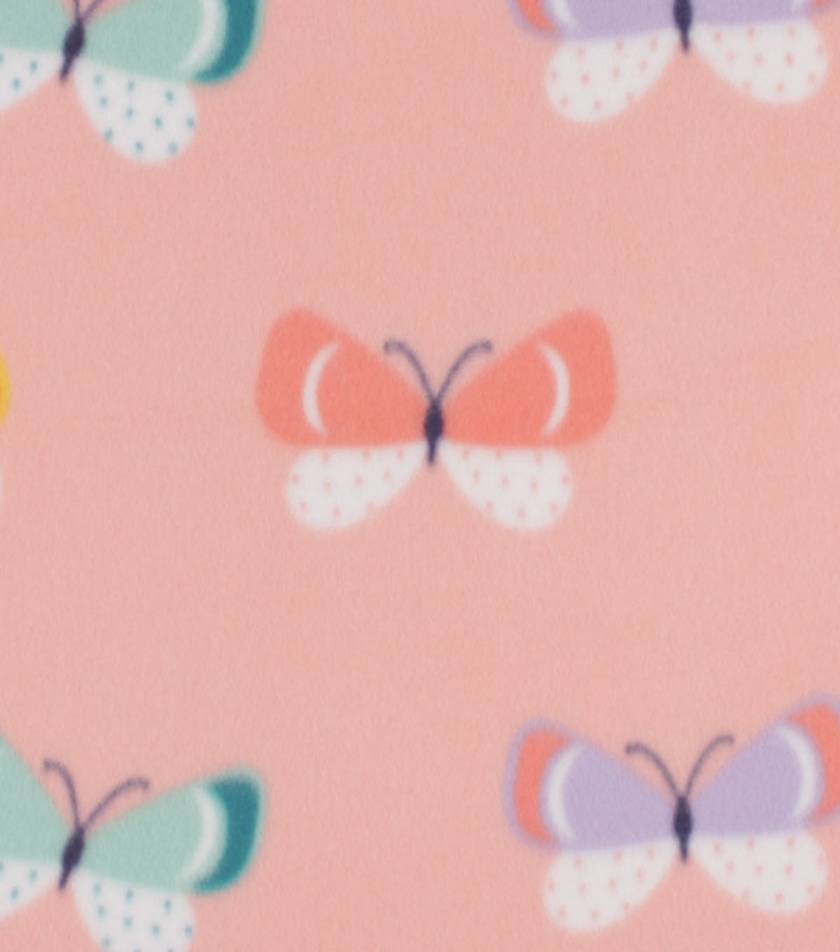 Flying Butterflies on Pink Blizzard Fleece Fabric