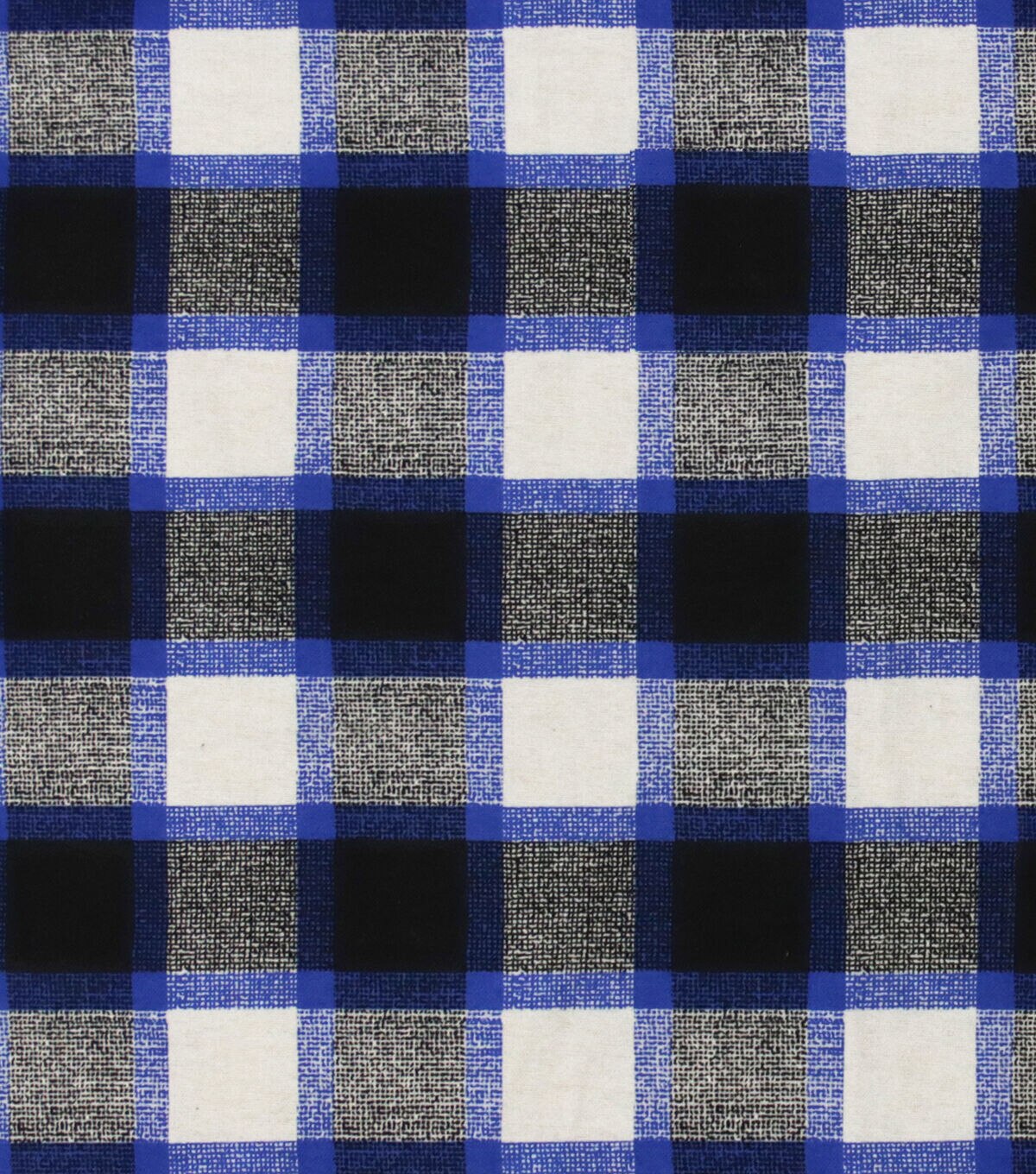 Blue Black Textured Check Super Snuggle Flannel Fabric