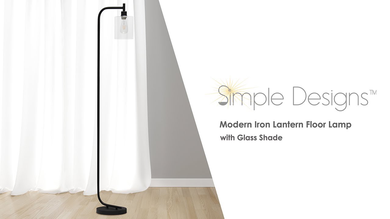 All The Rages Modern Iron Lantern Floor Lamp with Glass Shade