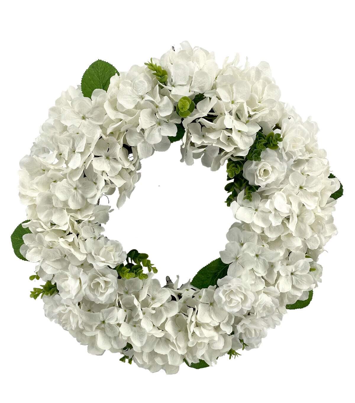 21 Eucalyptus & White Hydrangea Wreath by Bloom Room