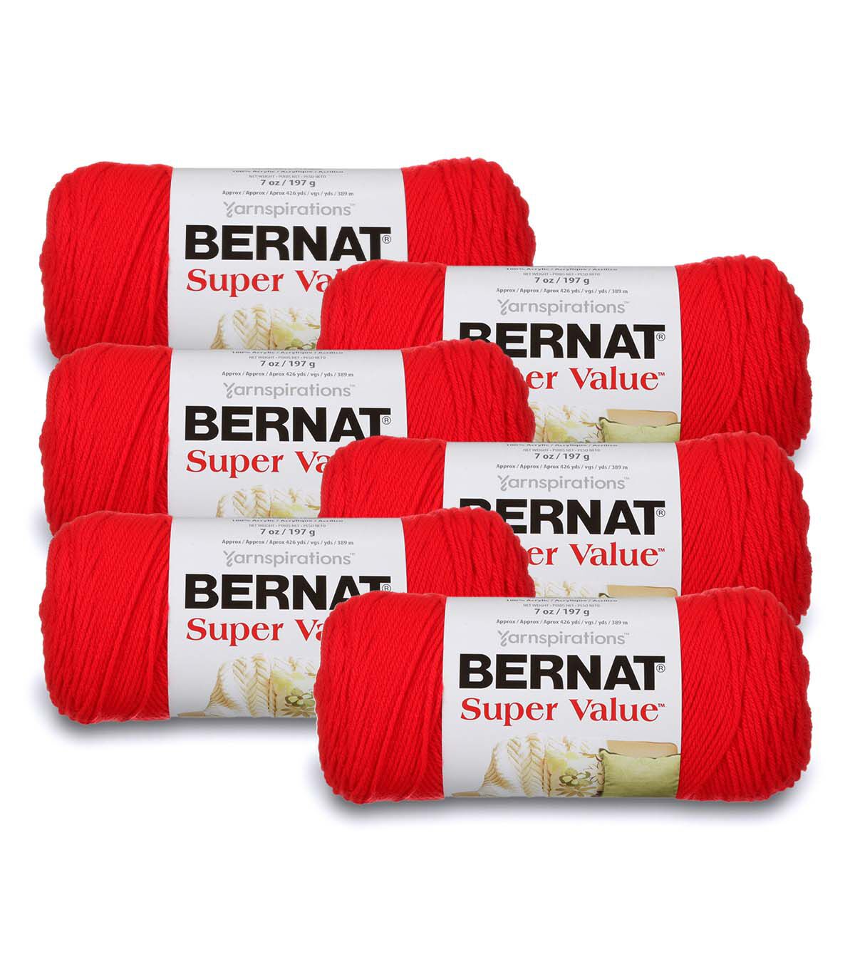Bernat Super Value Worsted Acrylic Yarn 6 Bundle