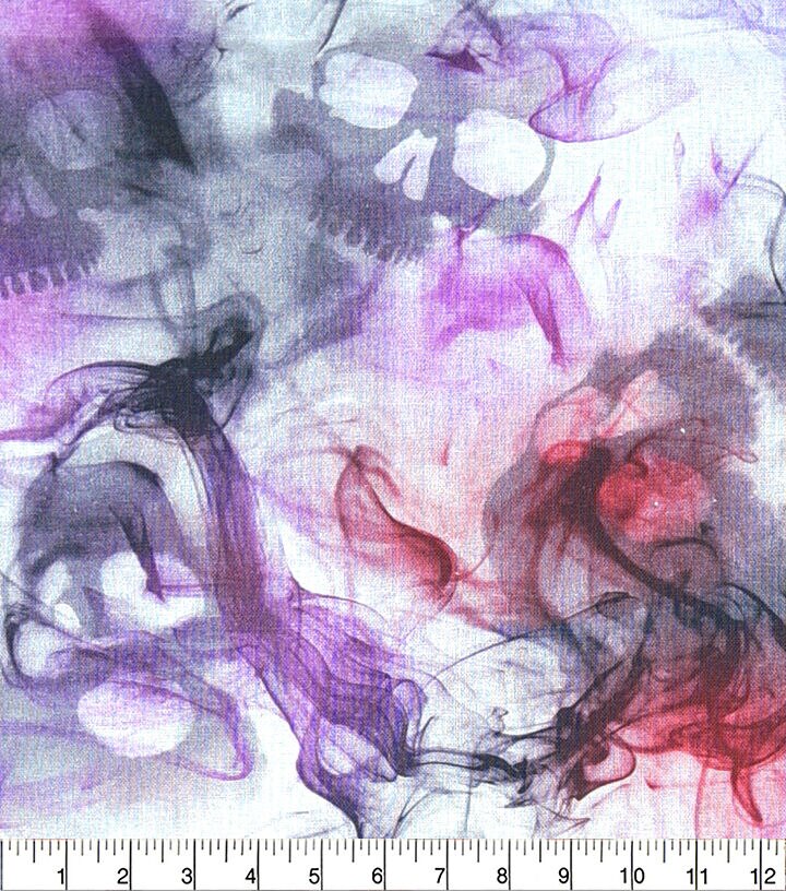 Red & Black Smokey Skulls Cotton Fabric