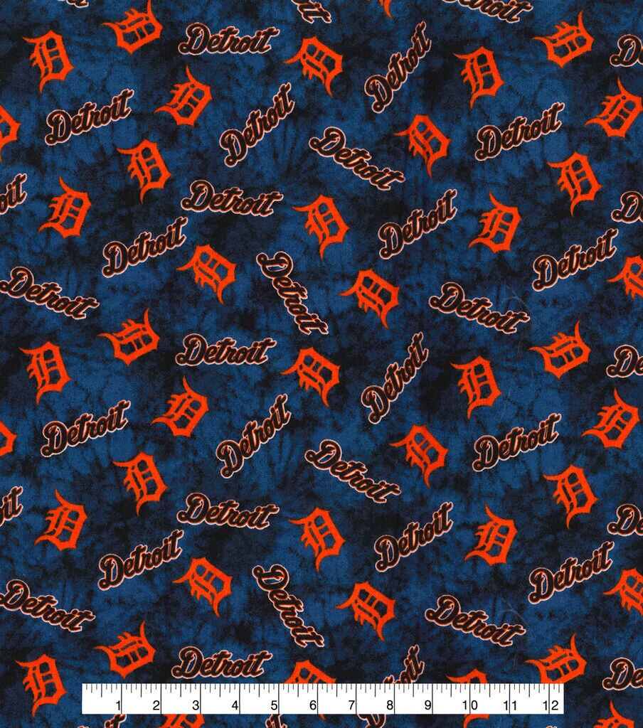 Fabric Traditions Detroit Tigers Flannel Fabric Tie Dye