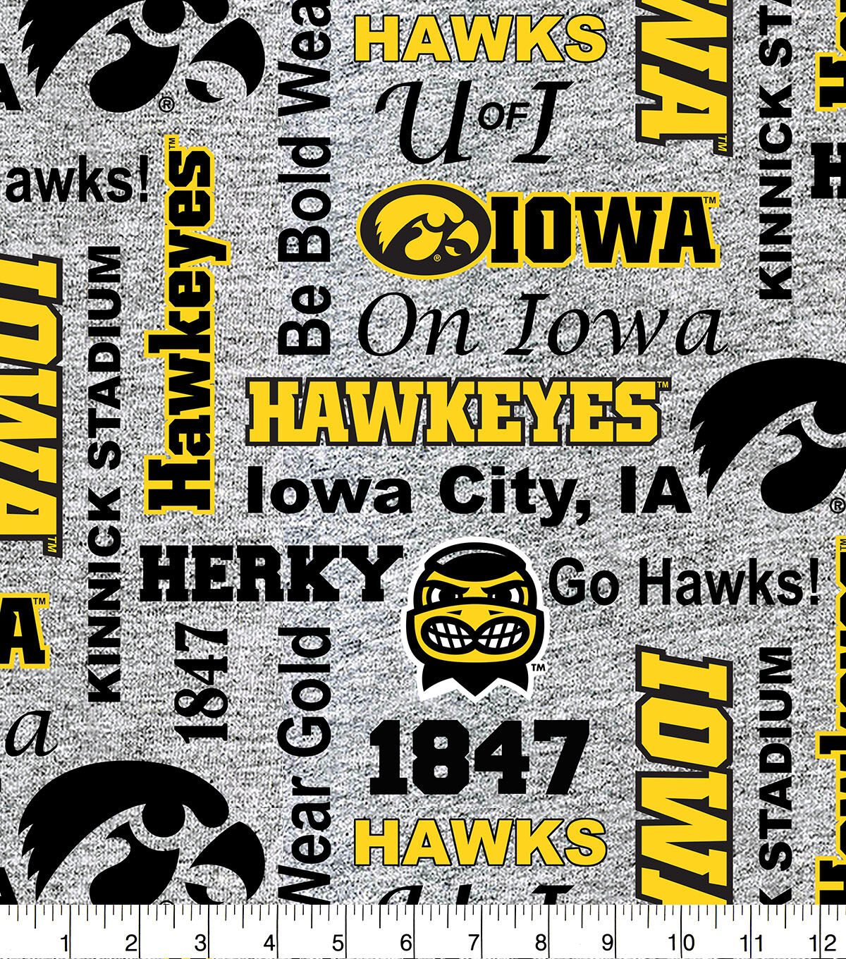 Iowa Hawkeyes Fleece Fabric Heather Verbiage