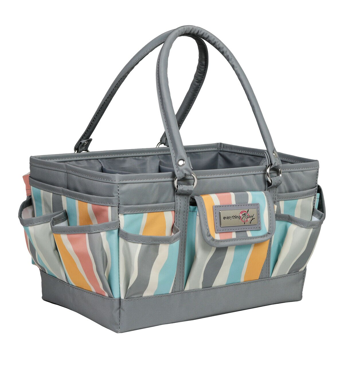 Everything Mary 12 Gray & Pastel Striped Store & Tote