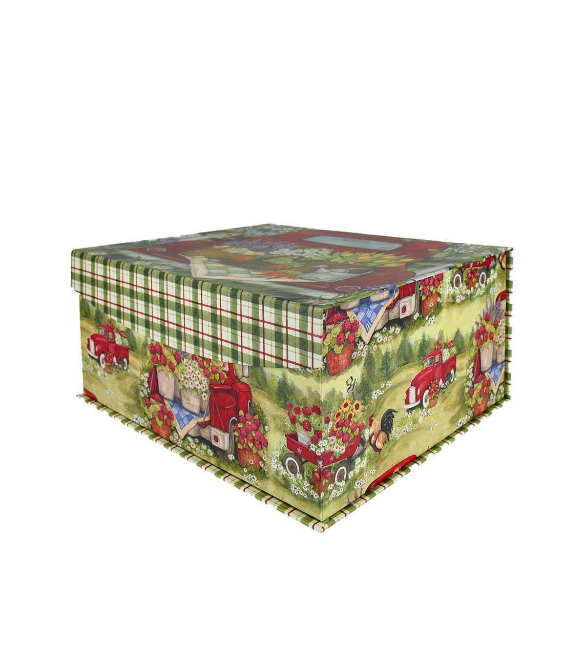 14 Red Truck With Flowers Flip Top Box by Place & Time