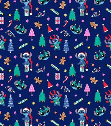 Stitch Christmas Icons Christmas Cotton Fabric