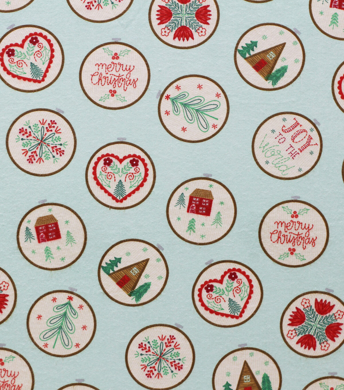 Hoops on Blue Super Snuggle Christmas Flannel Fabric