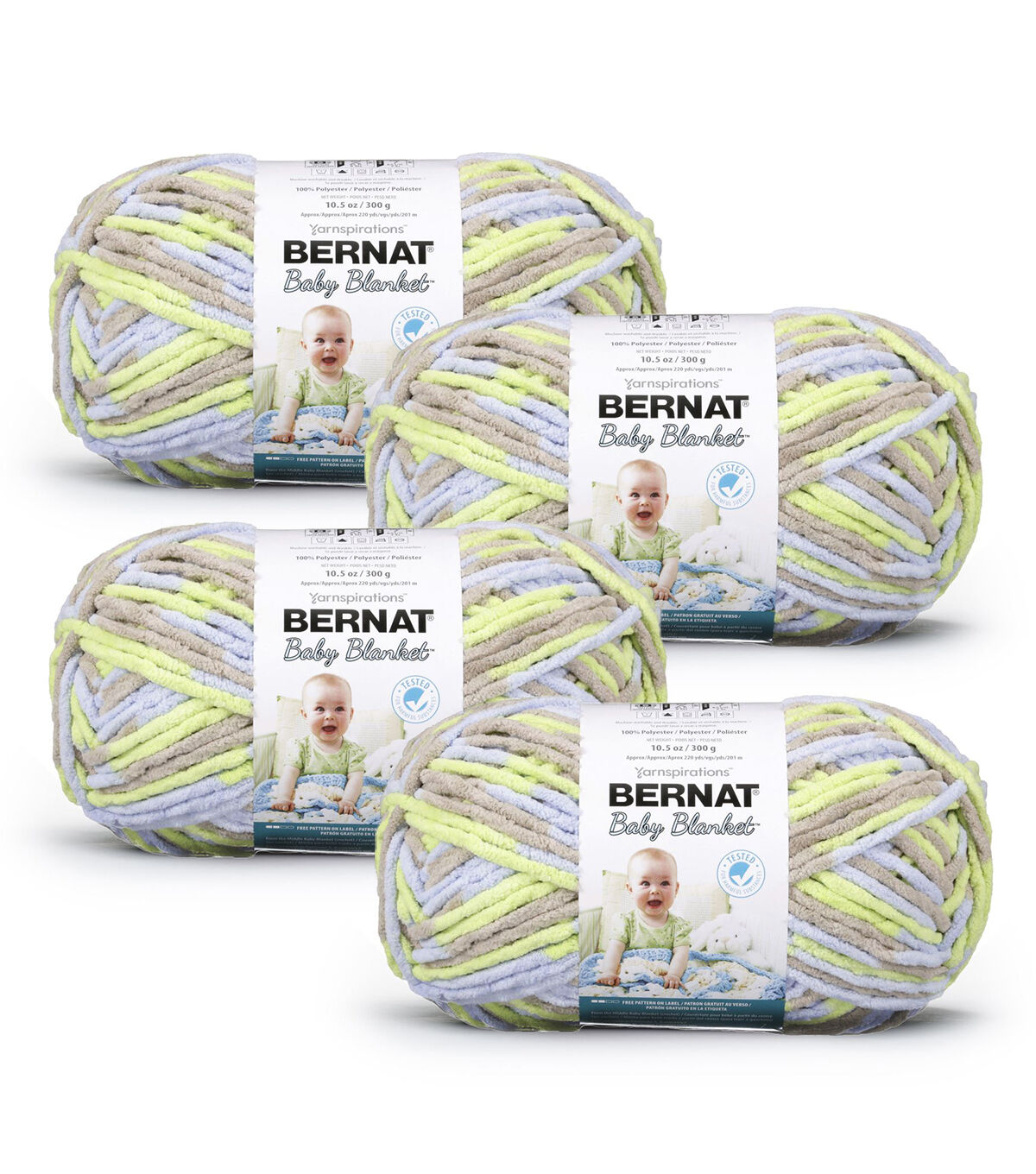 Bernat Baby Blanket 220yds Super Bulky Polyester Yarn 4 Bundle