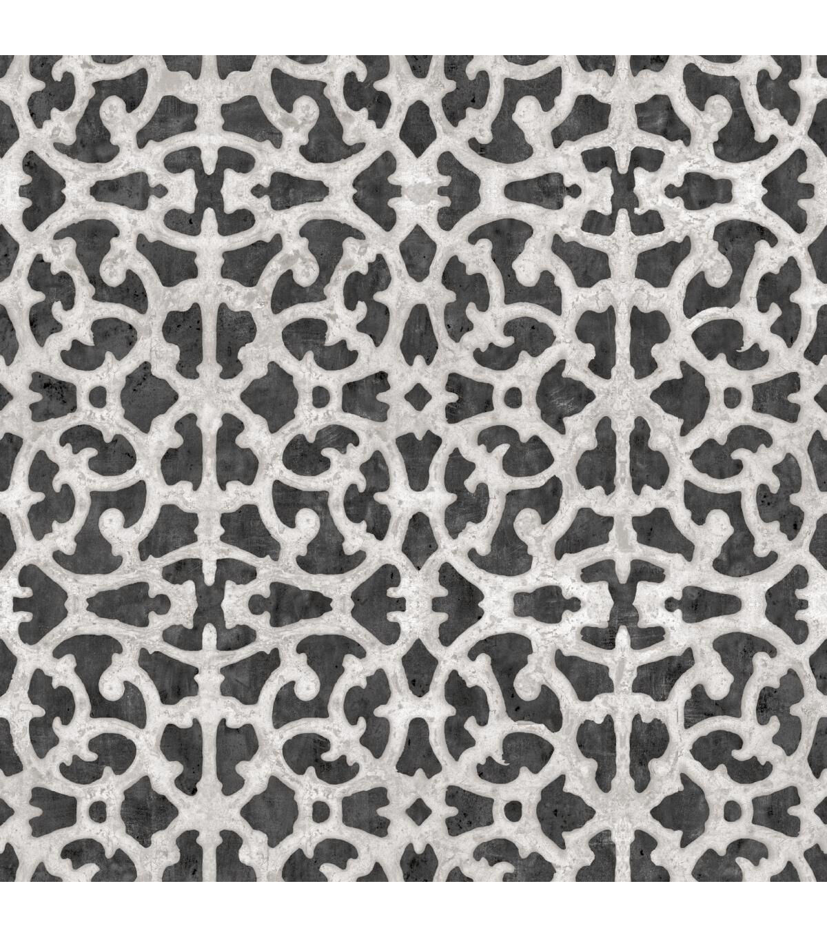 RoomMates Wallpaper Black & White Scroll Gate