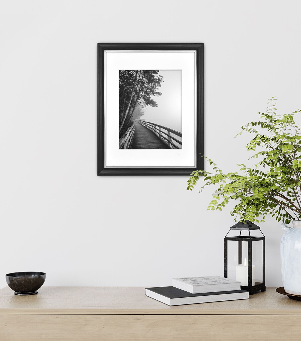 11 x 14 Matted to 8 x 10 Black & Pewter Wall Frame by Place & Time