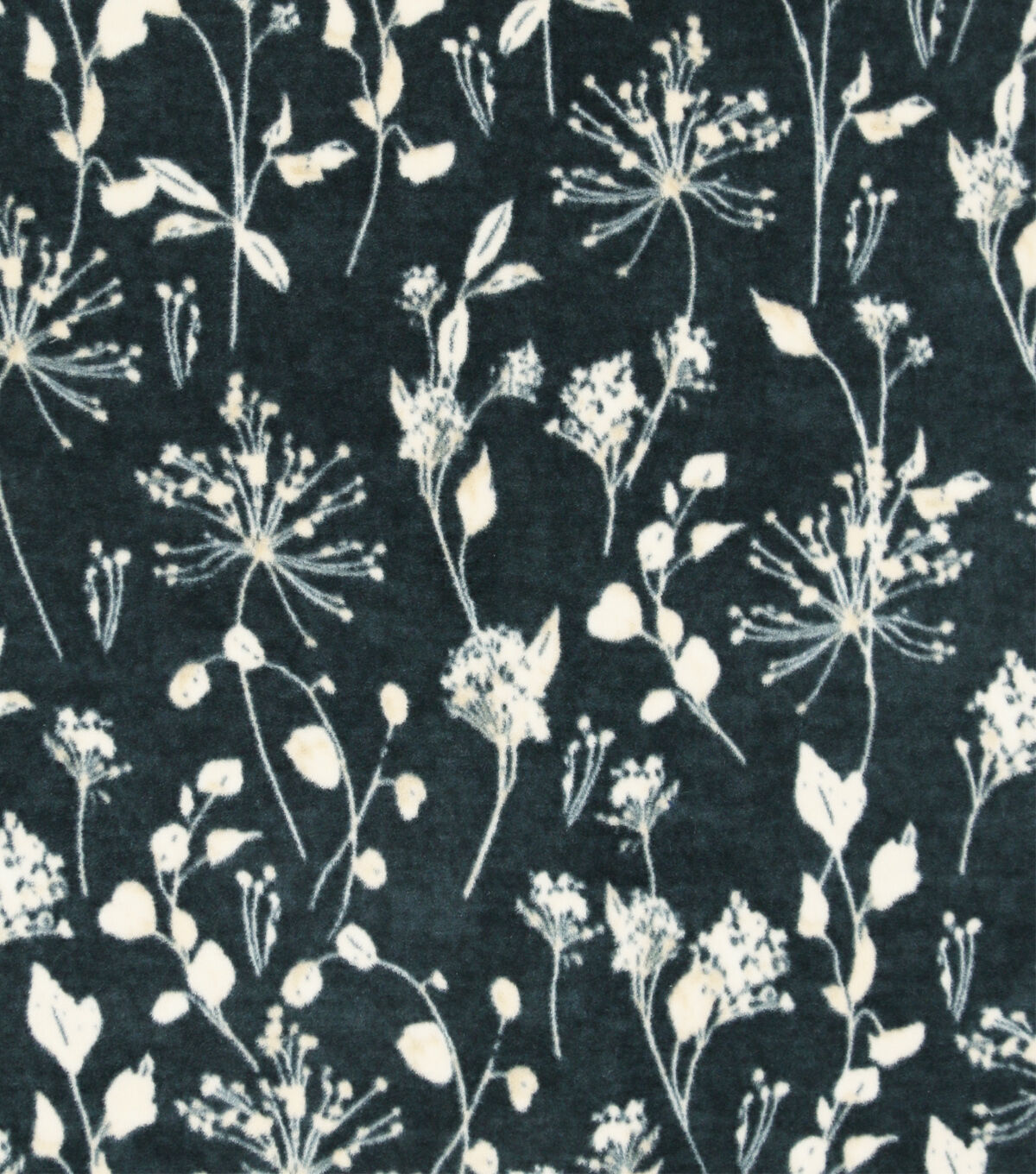 Black Floral Luxe Fleece Fabric