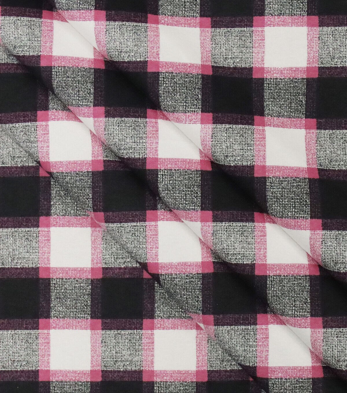 Pink Black Textured Check Super Snuggle Flannel Fabric