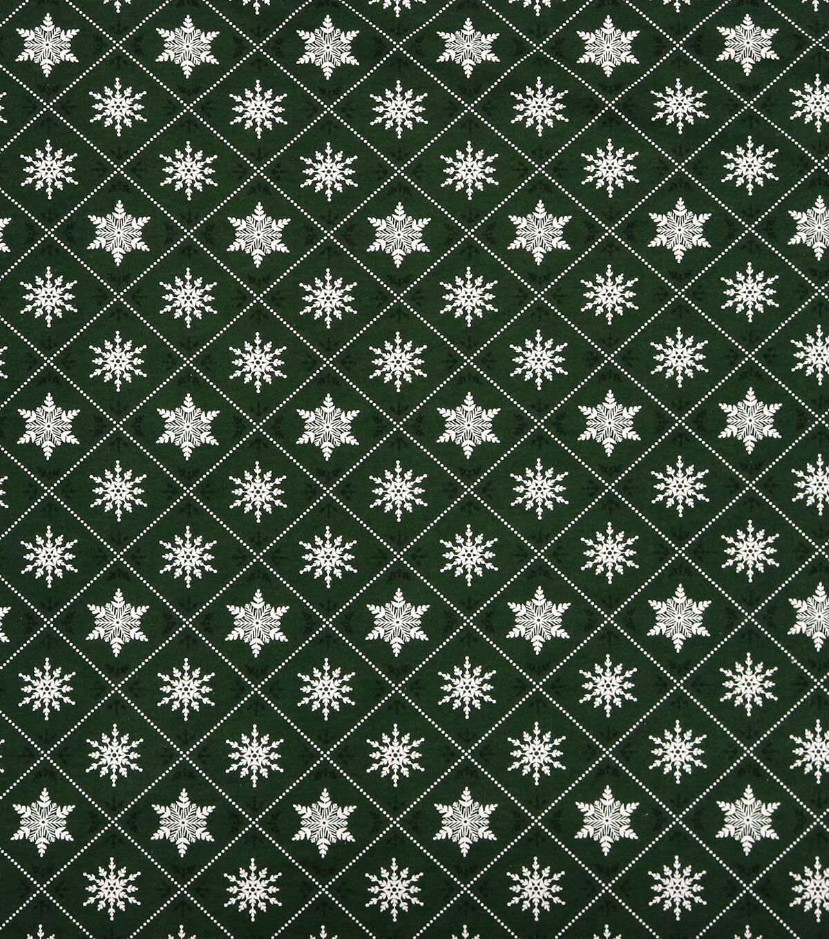 Snowflakes on Green Super Snuggle Christmas Flannel Fabric