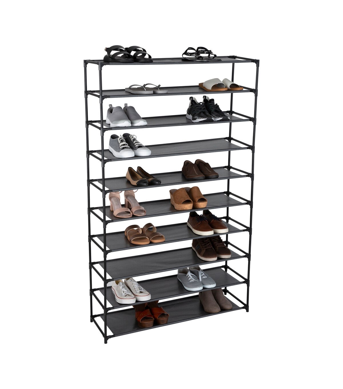 Simplify 59.5 Black 10 Tier Shoe Rack