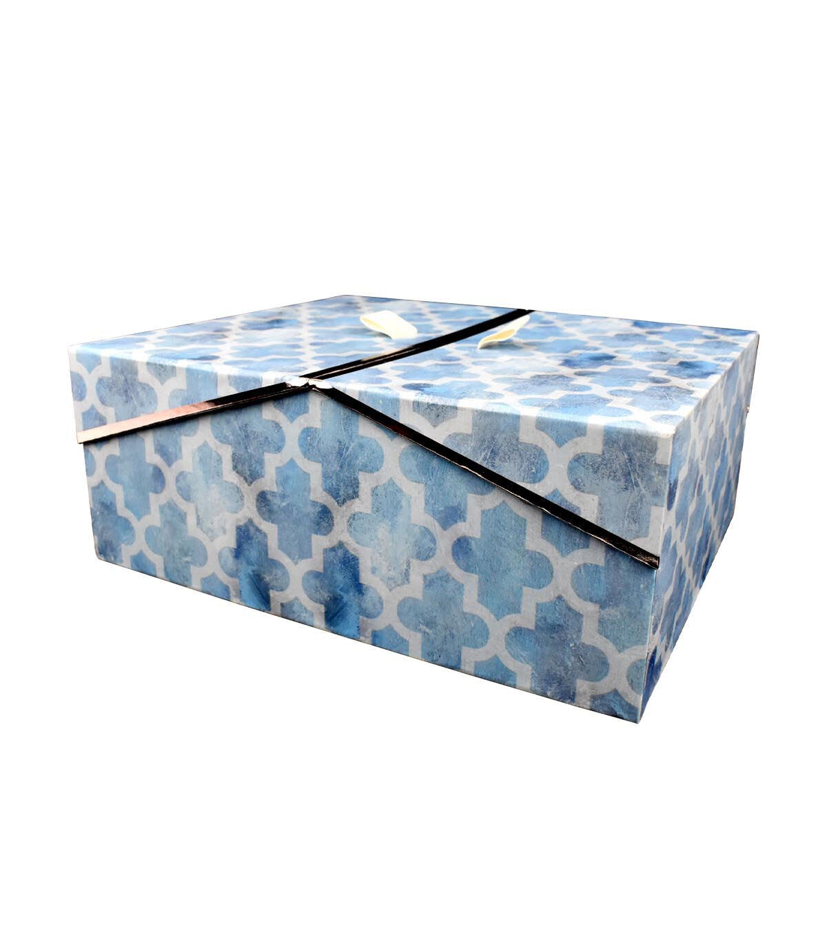 12 Geometrics Blue Rectangle Box With Double Door Lid by Hudson 43