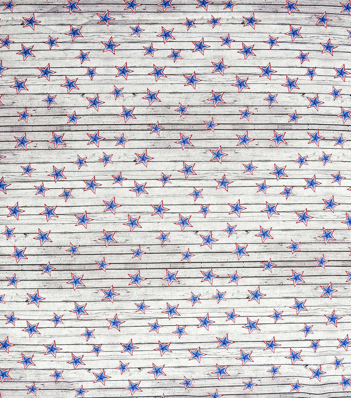 Stars on White Wood Plank Patriotic Cotton Fabric