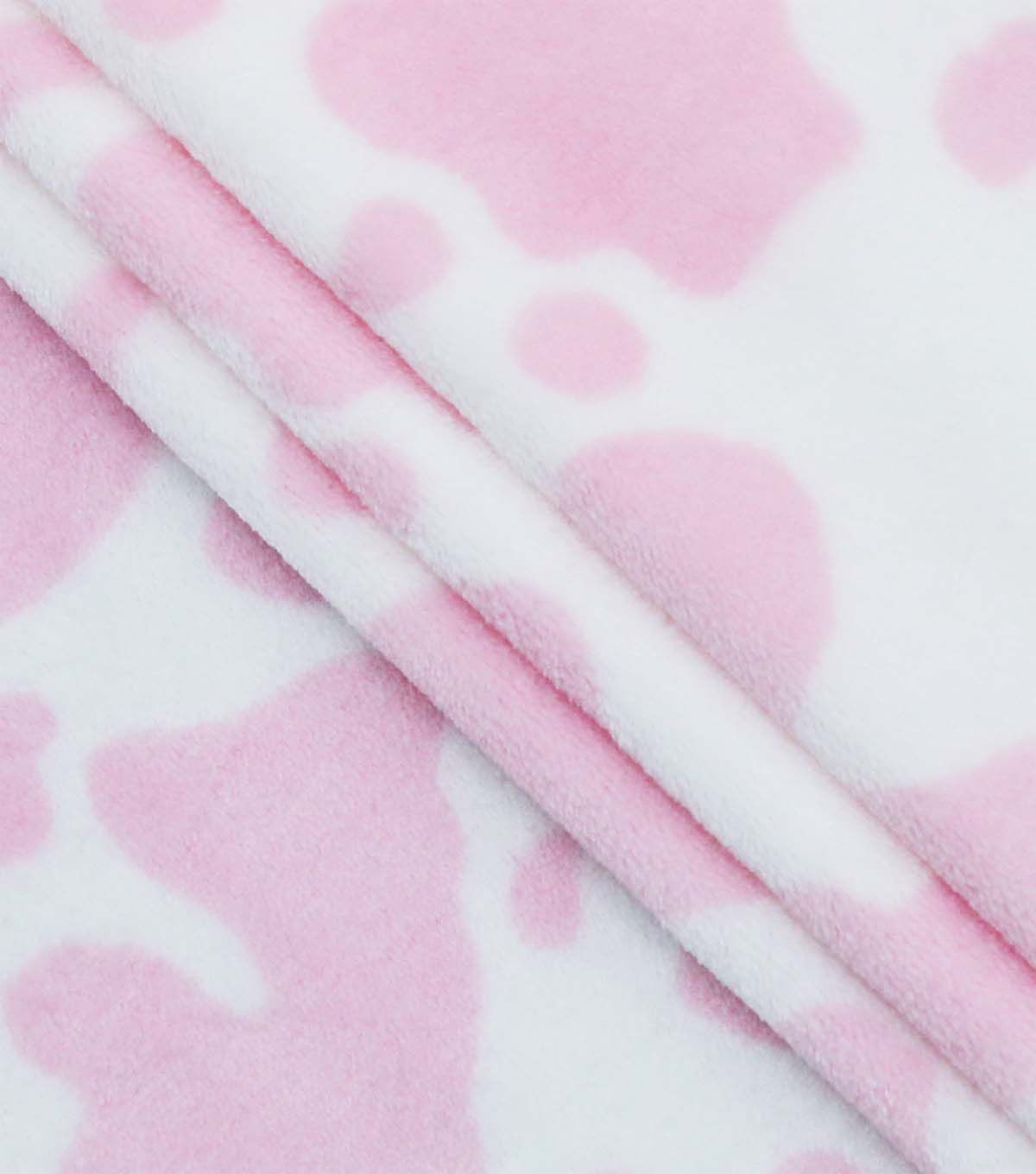 Pink Cow Print Sew Lush Fleece Fabric