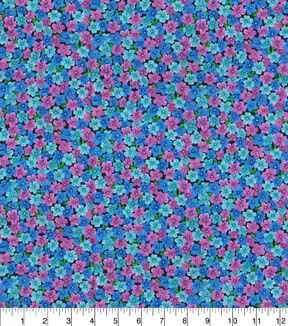 Fabric Traditions Small Floral on Teal Cotton Fabric by Keepsake Calico