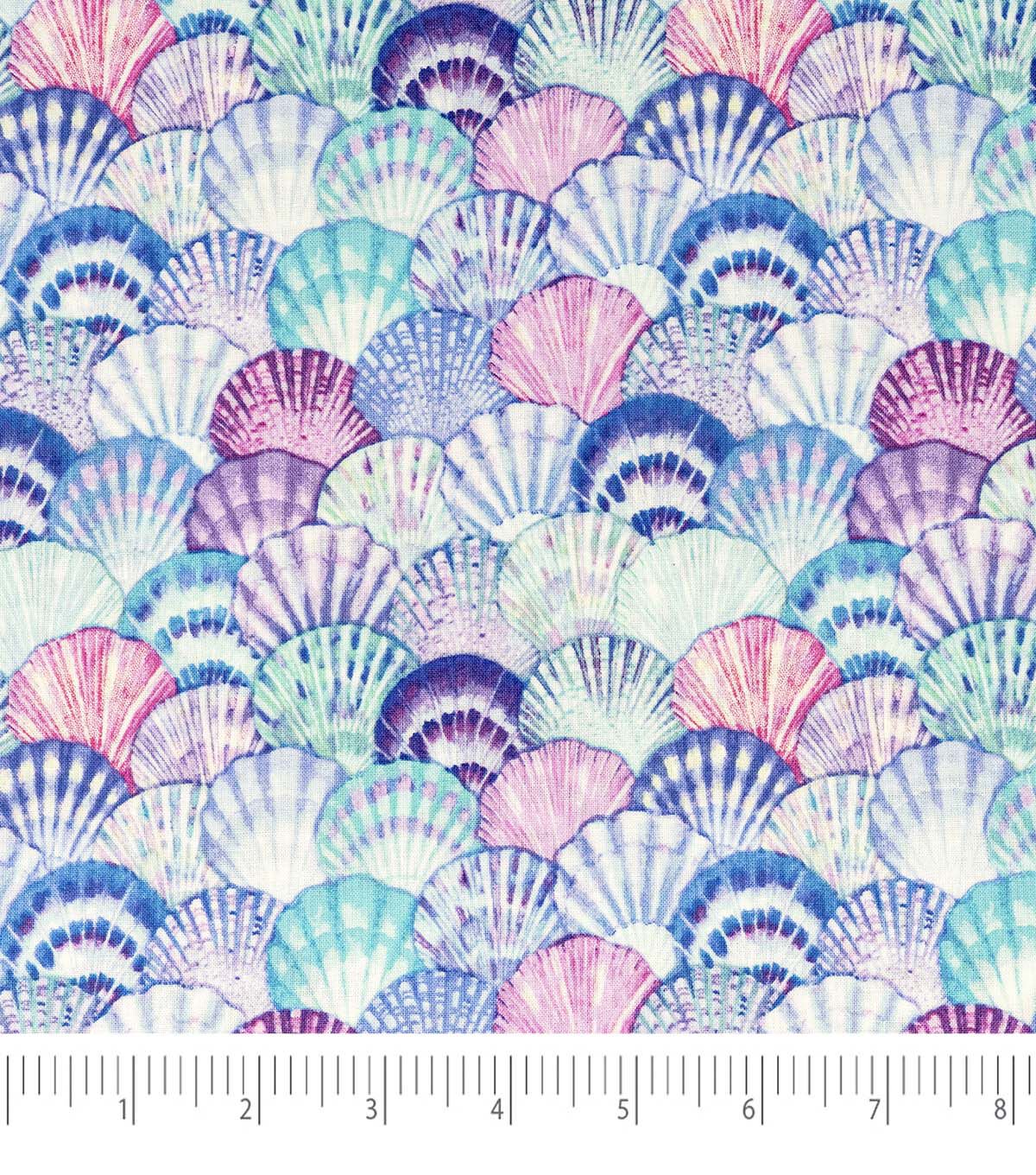 Singer Blue & Pink Shells Quilt Cotton Fabric