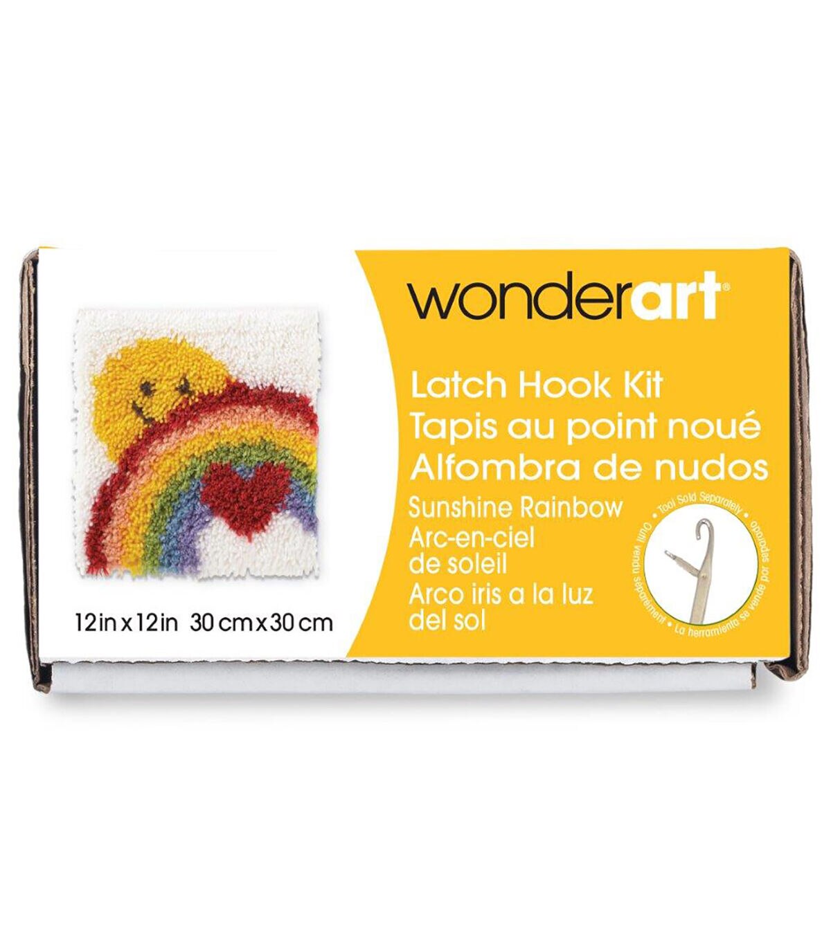 Wonderart Latch Hook Kit 12X12 Sunshine Rainbow