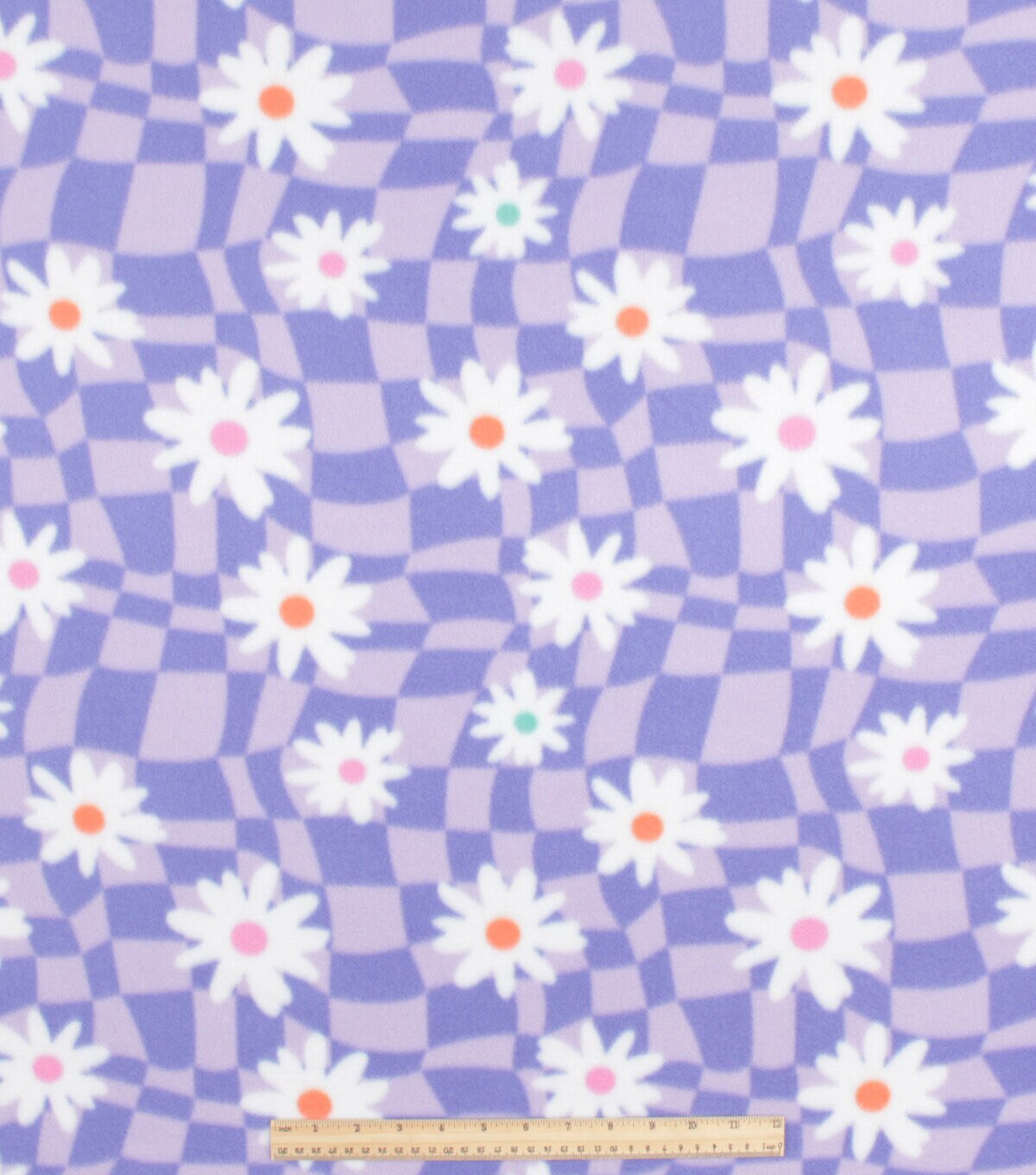 Floral On Purple Wavy Checkered Blizzard Prints Fleece Fabric