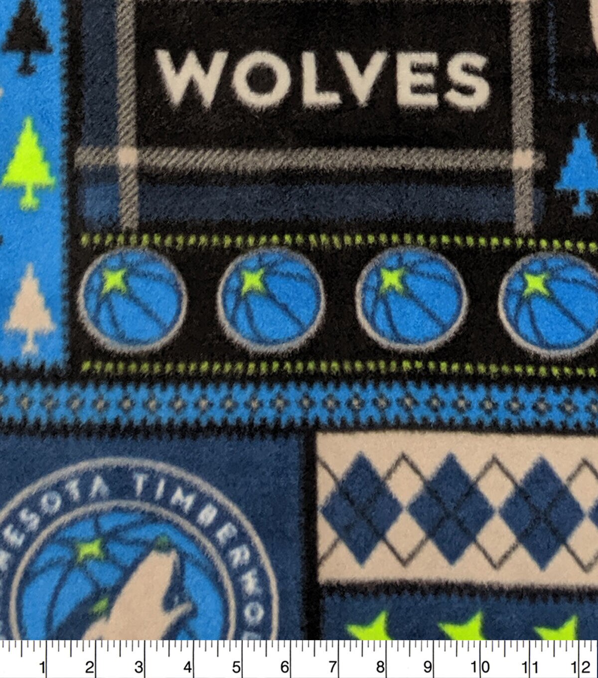 Minnesota Timberwolves Fleece Fabric Fair Isle