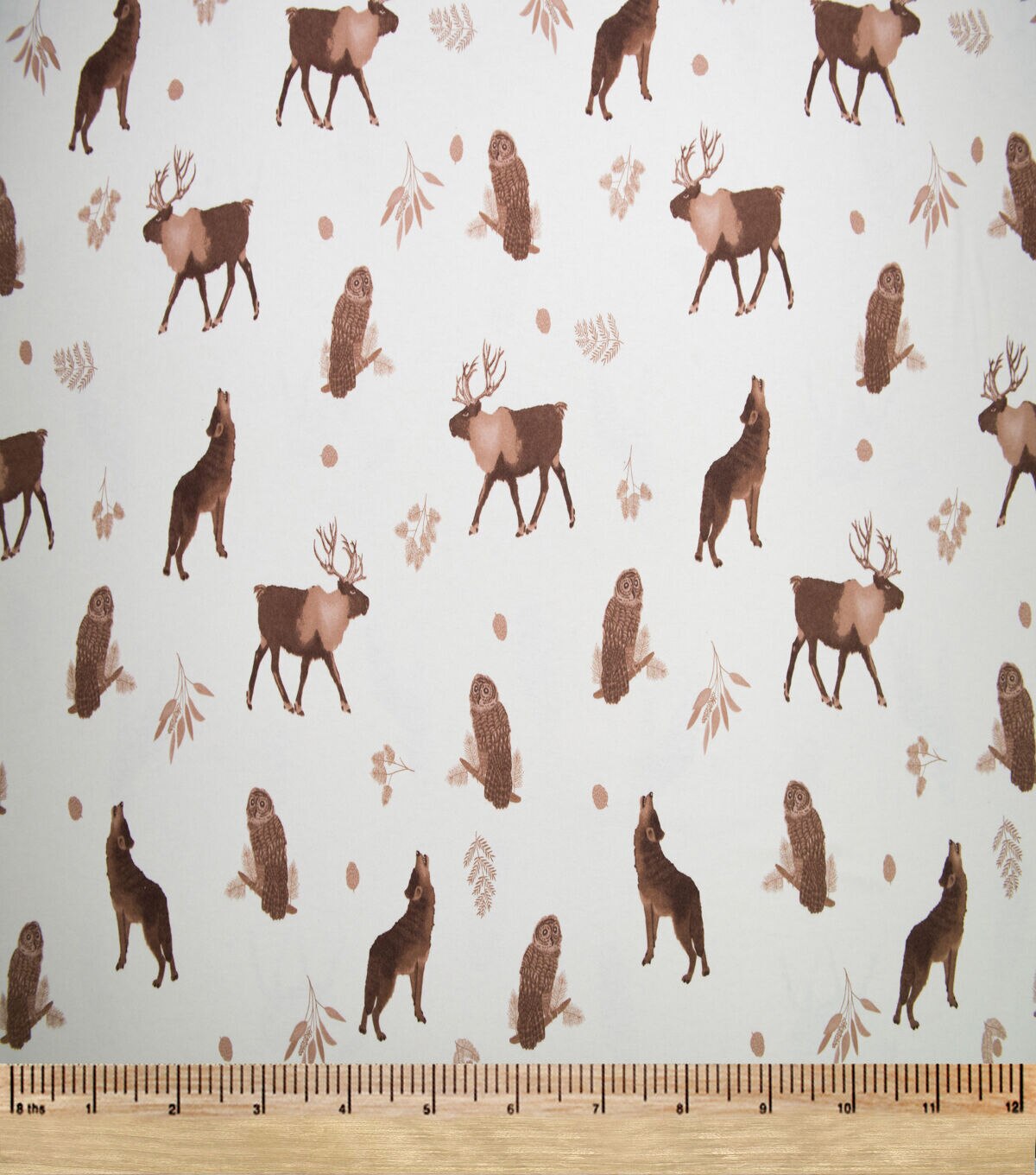 Super Snuggle Owl & Wolf Tossed Flannel Fabric