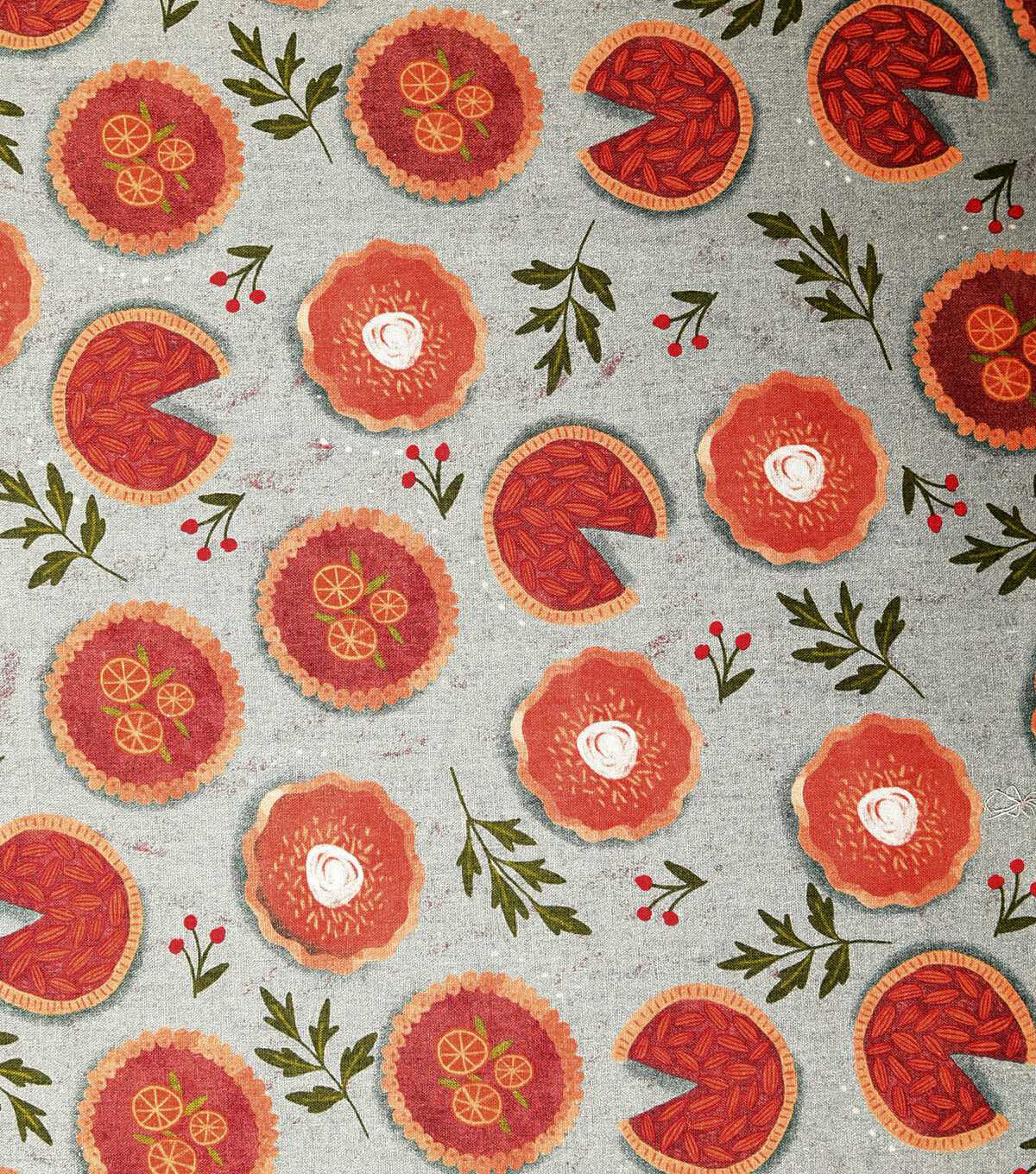 Pumpkin Pies On Teal Fall Print Cotton Fabric