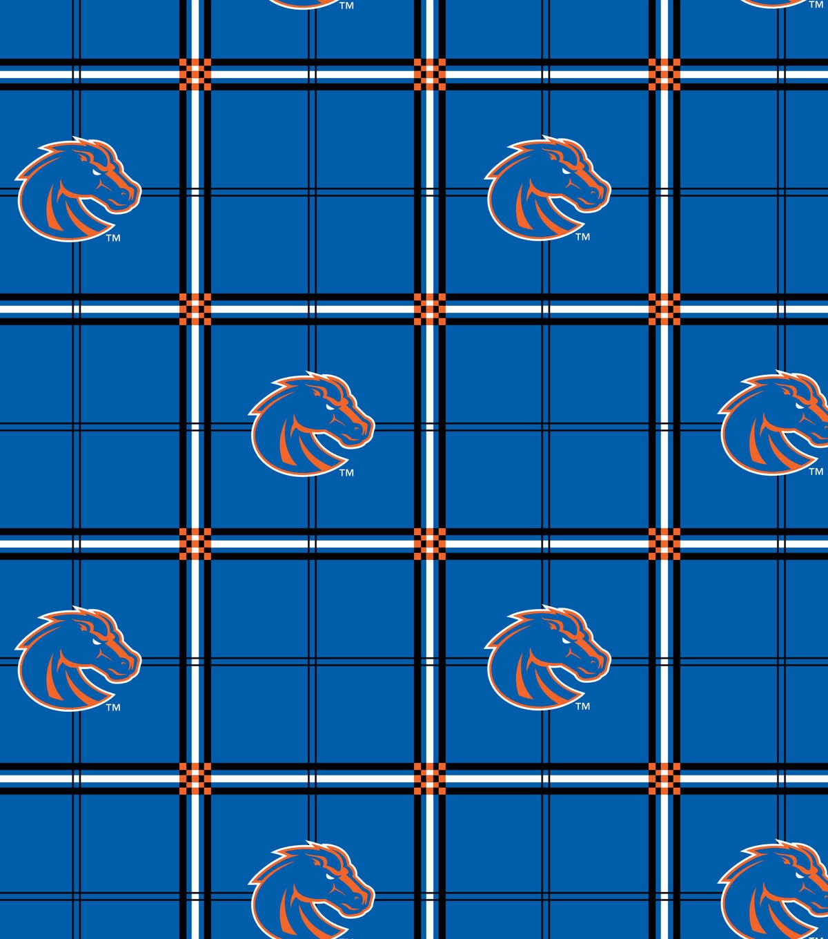 Boise State University Broncos Flannel Fabric 42 Plaid