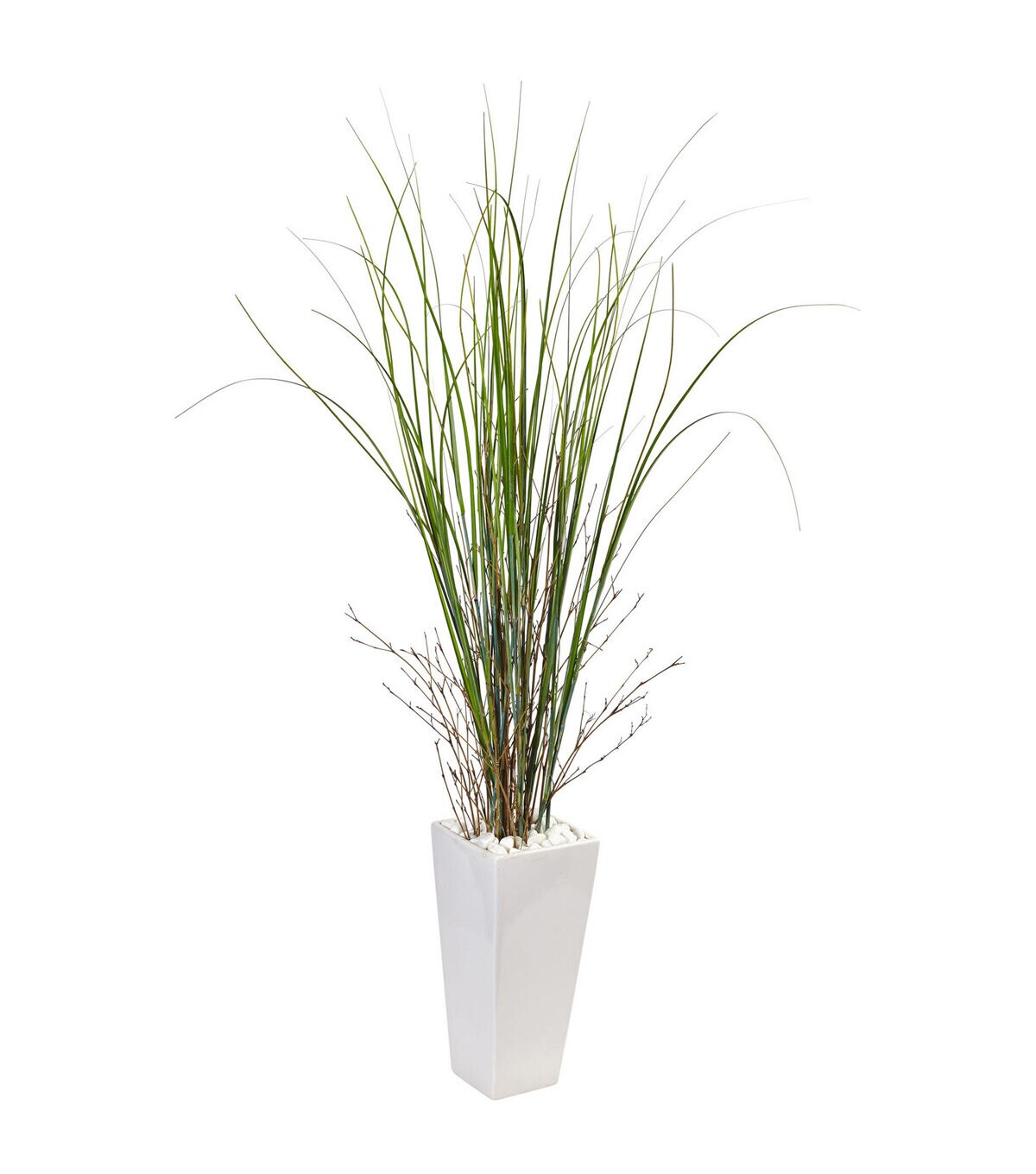 Nearly Natural 58 Bamboo Grass Artificial Plant in White Tower Ceramic