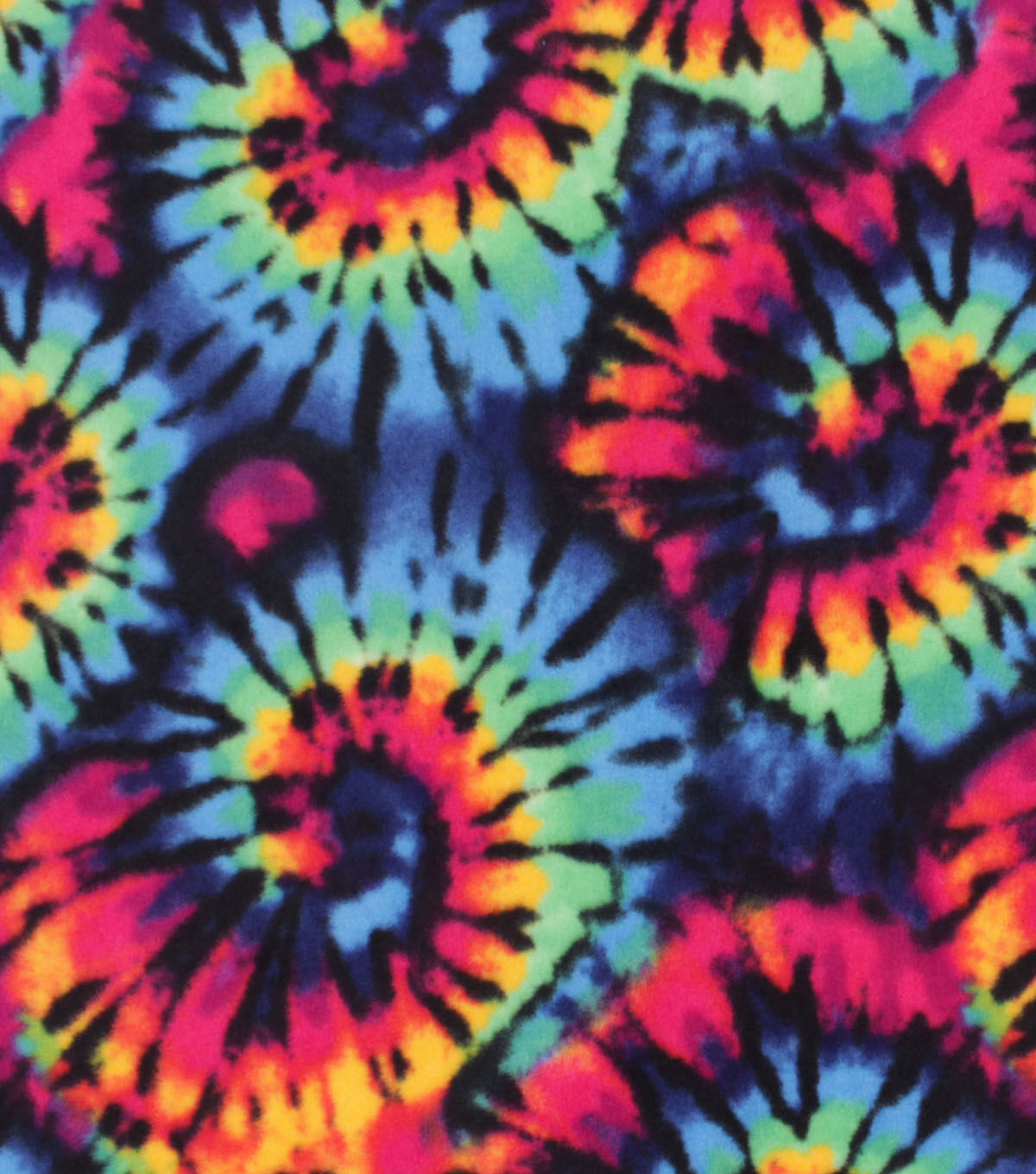 Multicolor Tie Dye Exploded Spirals Anti Pill Fleece Fabric