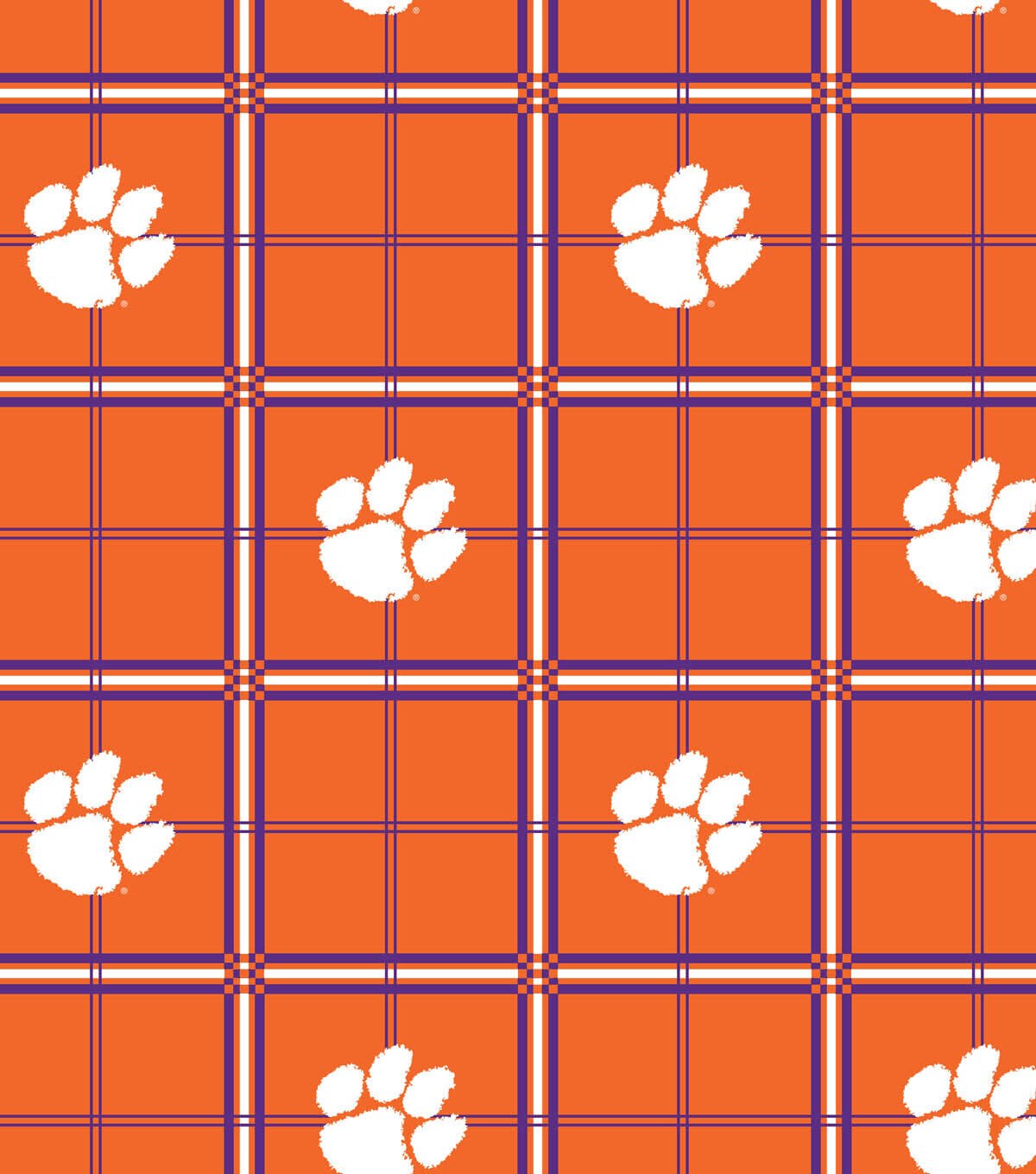 Clemson University Tigers Flannel Fabric 42 Plaid