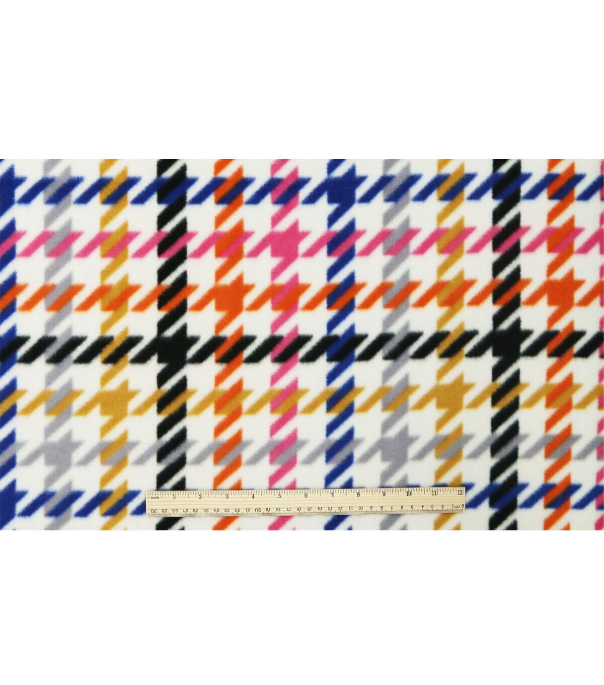 Rainbow Houndstooth Anti Pill Fleece Fabric