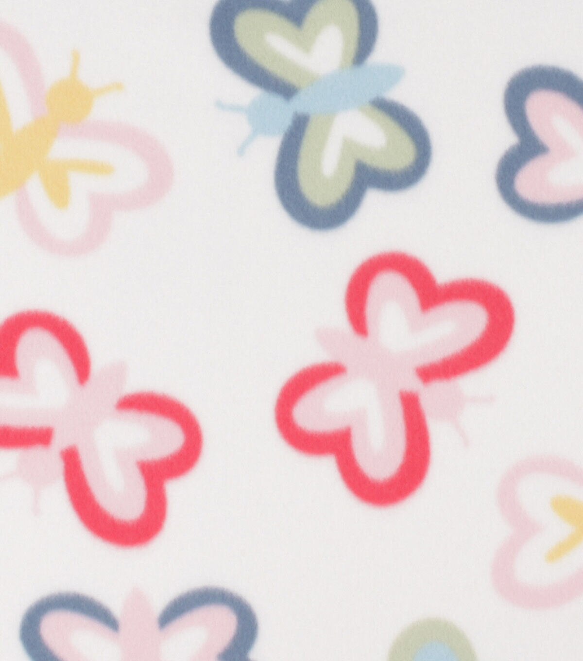 Butterflies on White Blizzard Fleece Fabric