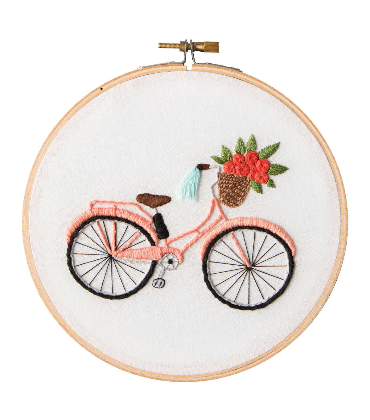 Leisure Arts 6 Bicycle Ride on White Embroidery Kit