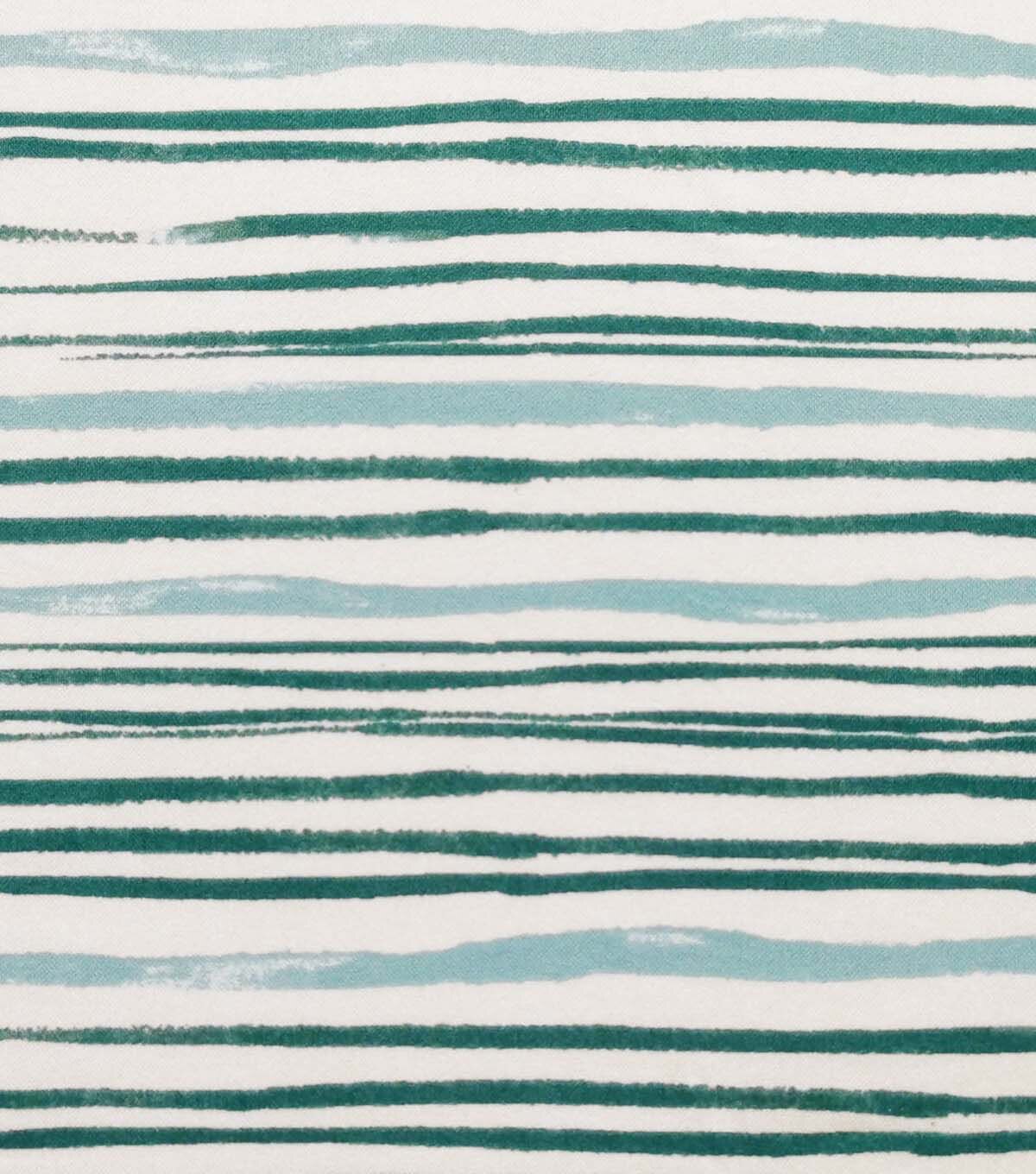 Green & Blue Painted Stripe Luxe Flannel Fabric