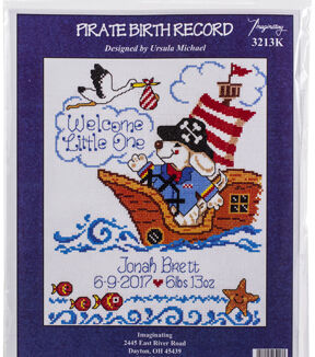 Imaginating 8 x 10 Pirate Birth Record Counted Cross Stitch Kit