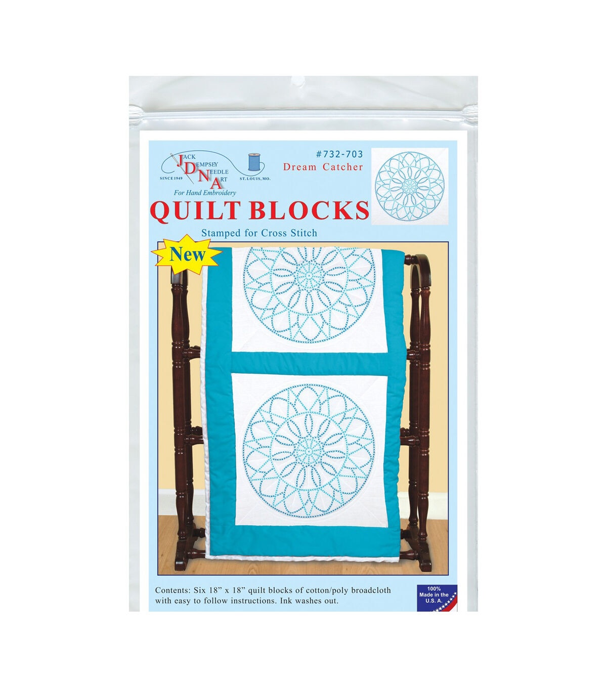 Jack Dempsey Needle Art 18 Dream Catcher Stamped Quilt Blocks 6pk