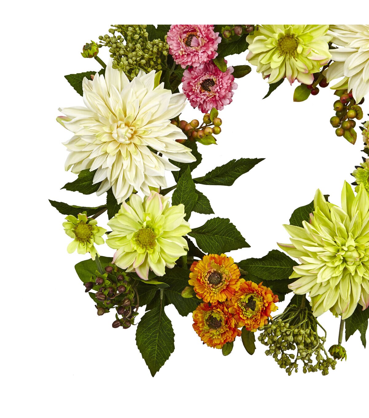 Nearly Natural 22 Dahlia & Mum Wreath