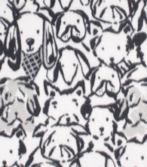 Sketched Dogs Blizzard Fleece Fabric