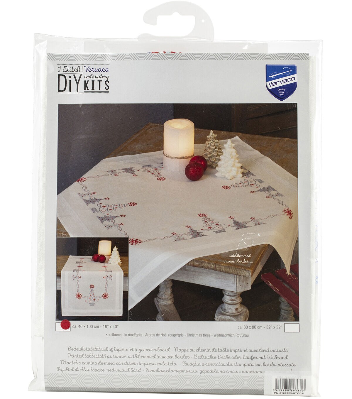 Vervaco 16 x 40 Christmas Trees Table Runner Stamped Cross Stitch Kit